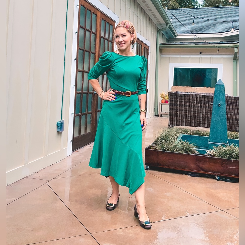 Green midi dress